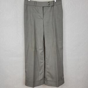 Dalia Wide Leg Dress Pants Womens 6 Black White Knit Cuffed Career Trouser Y2K